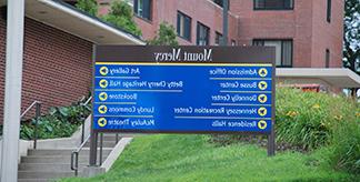 Directional signage on Mount Mercy main campus