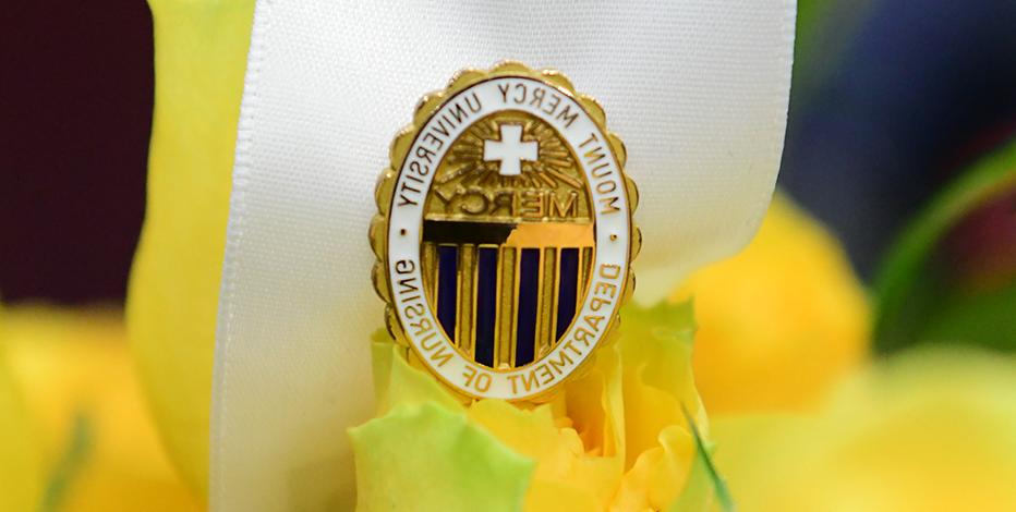 A pin from the nursing pinning ceremony